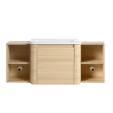 Wall Mounted Bathroom Vanity With Sink, Storage Shelves & Soft Close Door
