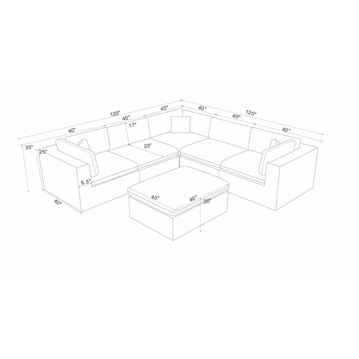 Custom Configuration Modular Sectional With Toss Pillows