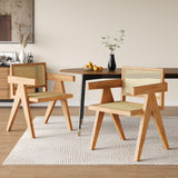 Chandigarh Arm Dining Chair With Natural Cane Design (Set of 2)