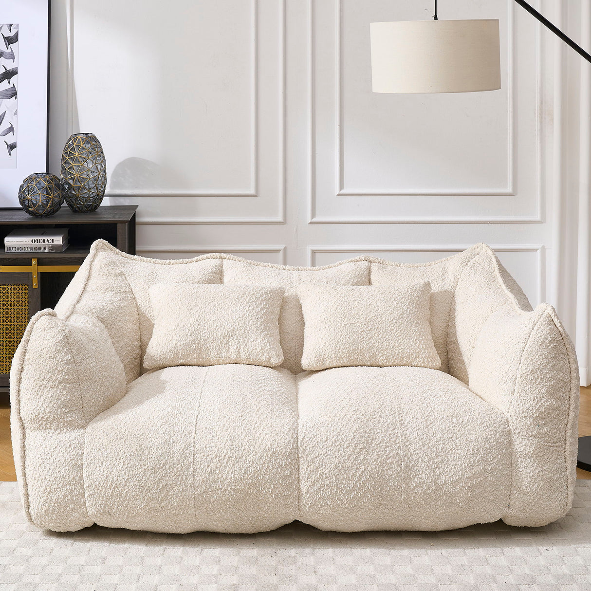 Comfortable Dual Beanbag Chair With High Resilience Foam Core For 2 People