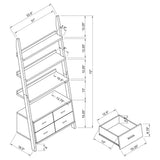 Shasta - 5 Shelf Ladder Bookshelf With Drawers - Cappuccino