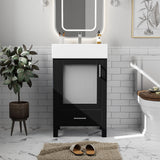 Bathroom Vanity With Ceramic Sink And Ample Storage, Ideal For Small Bathrooms