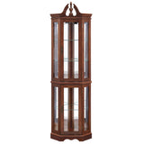 Corner Curio Cabinet With Lights, Adjustable Tempered Glass Shelves, Display Cabinet (E26 Light Bulb Not Included) - Mirrored / Walnut