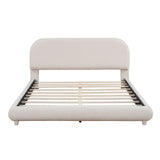 Upholstered Platform Bed With Thick Solid Frame And Stylish Curve-Shaped Design