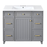 Bathroom Vanity With Ceramic Sink, Soft Close Doors, Adjustable Shelves