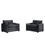 Modern Classic Fabric Single Chair Deep Seat Sofa With Pillow