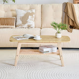 Coffee Table With Double Layer Storage For Living Rooms - Wood