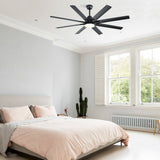 Ceiling Fan With Dimmable LED Light, 8 Blades, Smart Remote Control, Reversible DC Motor For Home Office And Living Spaces - Matte Black