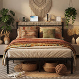 Platform Bed Frame With Charging Station & Headboard Storage