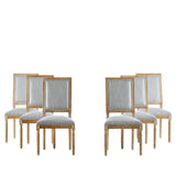 French Country Style Dining Chair With Upholstered Seating And Fluted Legs