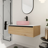 Wall Mounted Bathroom Vanity With Art Sink & 1 Soft Close Drawer