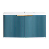 Contemporary Wall Mounted Bathroom Vanity With Resin Double Sink