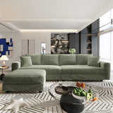 Convertible Deep Seat Sofa With Soft Pillows And Ottomans