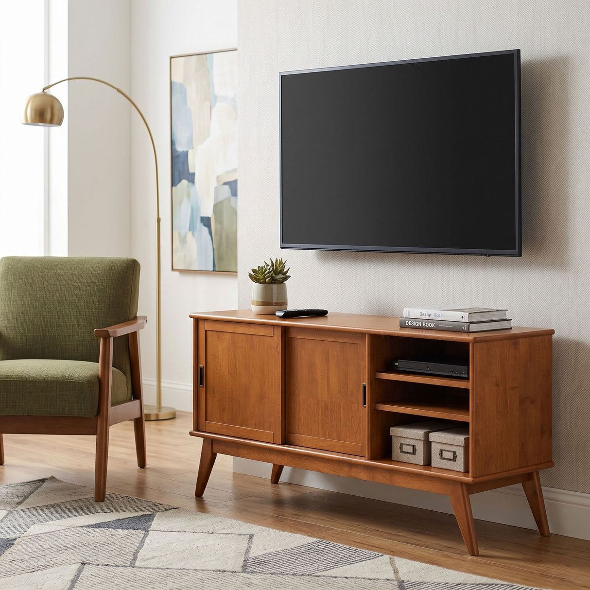 Draper - Handcrafted Mid Century Low TV Media Stand