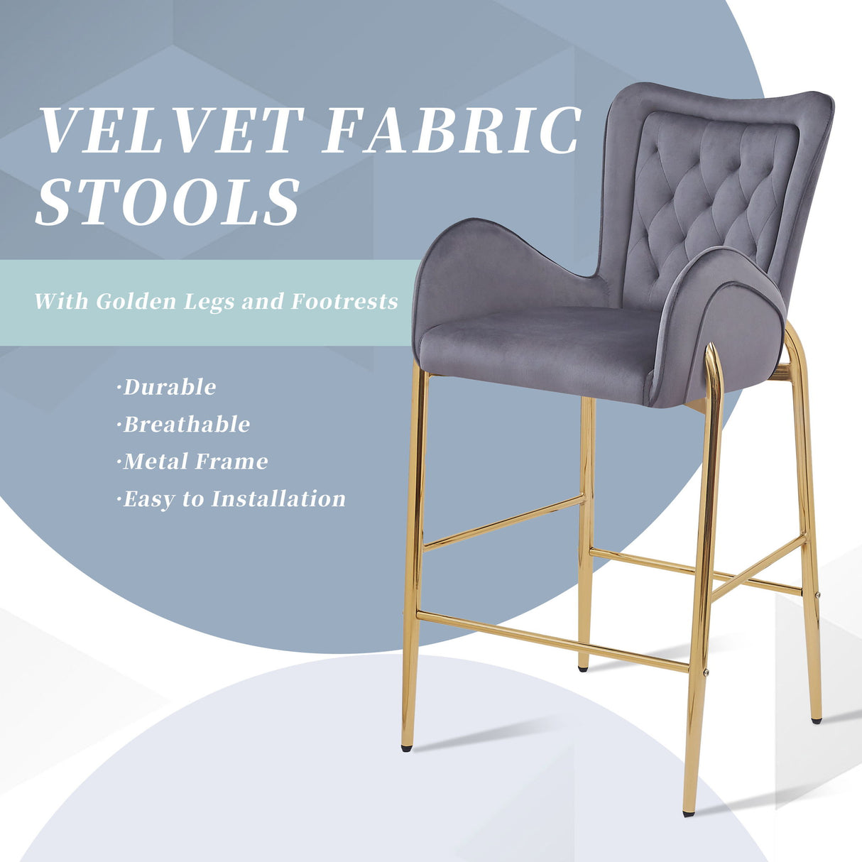 Fabric Counter Height Bar Stools (Set of 2)