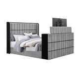 Isaiah - Bed With TV Lift-LED Speakers And Fireplace