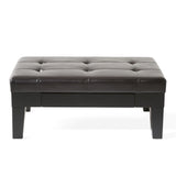 Chatham - Ottoman With Drawer Leather Storage Solution - Dark Coffee