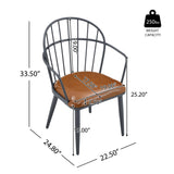 Industrial Inspired Upholstered Dining Chair Set With Metal Legs (Set of 2) - Brown