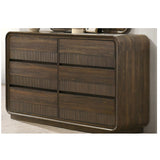 Flair Rounded Edges 1 Piece Dresser, 6 Drawer Storage Bedroom Furniture - Brown