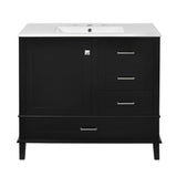 Bathroom Vanity, Modern Bathroom Cabinet With Sink Combo Set, Bathroom Storage Cabinet With A Soft Closing Door And 3 Drawers, Solid Wood Frame