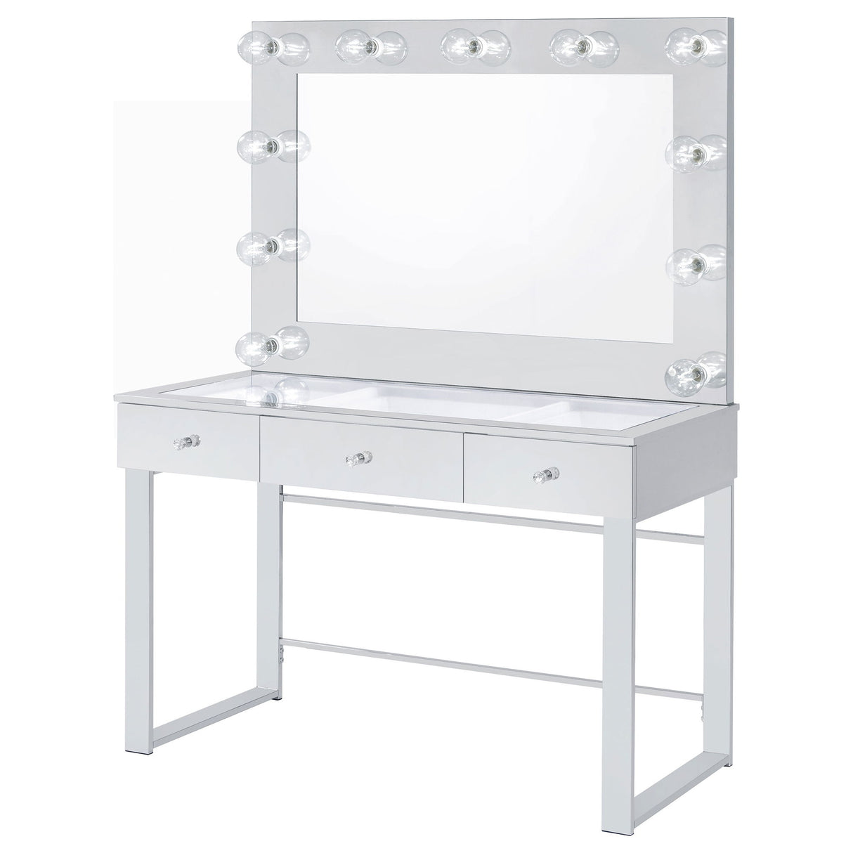 Trevor - 3 Drawer Makeup Vanity Table With Mirror - Chrome