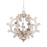6 Light Chandelier, Hanging Light Fixture With Adjustable Chain For Kitchen, Bulb Not Included - White