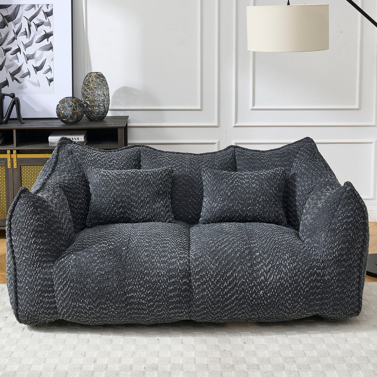 Comfortable Dual Beanbag Chair With High Resilience Foam Core For 2 People