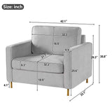 Accent Chair Upholstered Single Sofa With Square Arms, Sewn Pillow Back For Living Room
