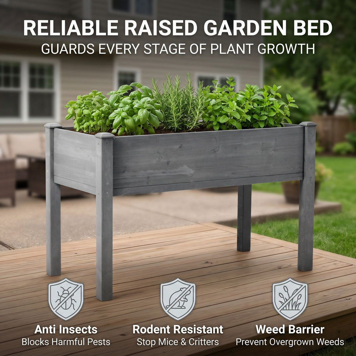 Elevated Raised Garden Bed For Outdoor