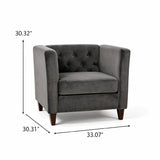 Button Tufted Accent Chair, Square Arms
