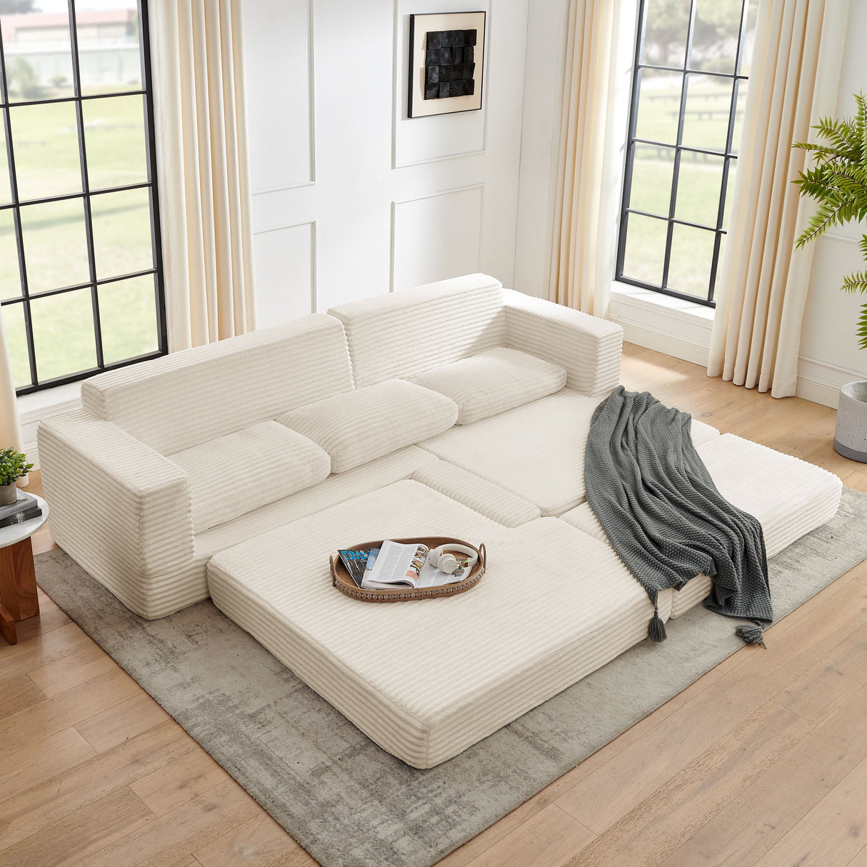 Modern Minimalist L Shape Modular Sectional Sofa, Couch