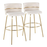 Cinch - Glam / Art Deco Fixed Height Barstool With Swivel With Round Footrest (Set of 2)