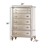 Bedroom Furniture Chest Of Drawers, 5 Drawer Storage - Champagne / Silver / Gray