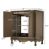 Vintage Bathroom Vanity With Ceramic Sink, Adjustable Shelves