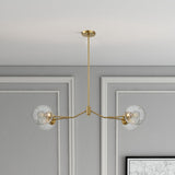 Jewel - 4 Lights Chandelier Ceiling Hanging Light Fixture - Clear / Gold