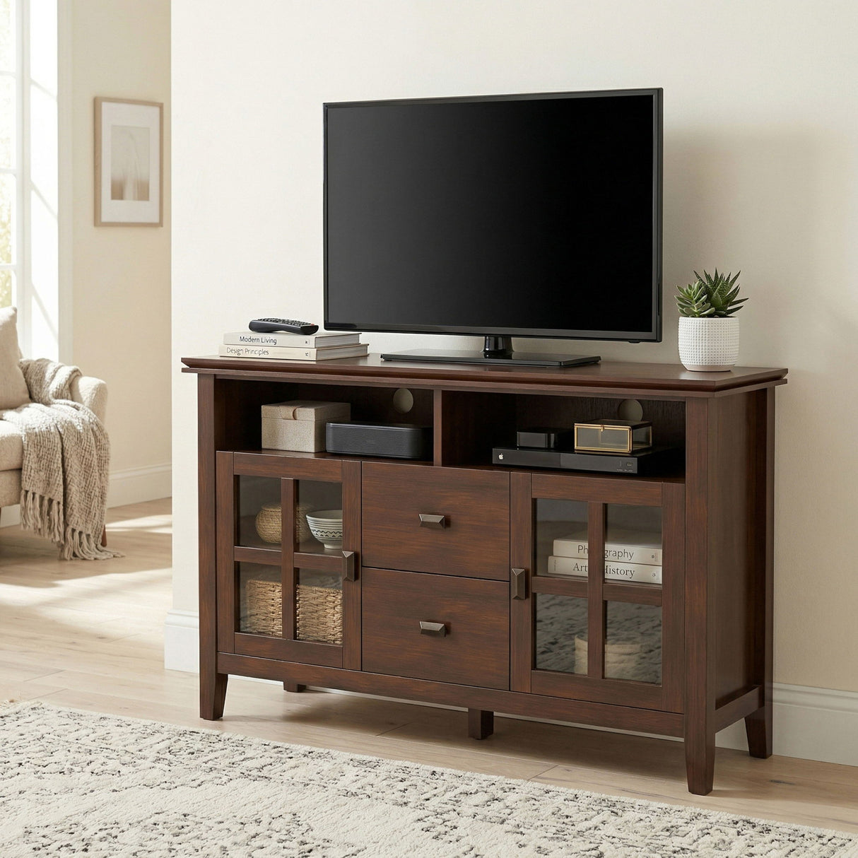 Artisan - TV Media Stand, Handcrafted - Russet Brown