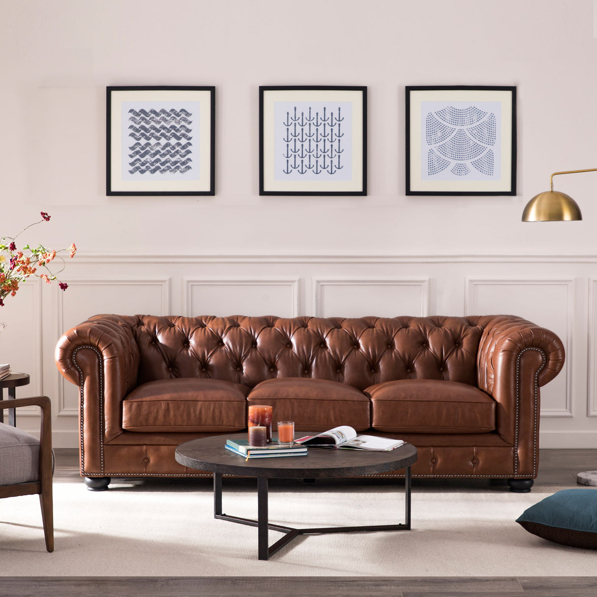 Traditional Tufted Chesterfield Nailhead Sofa