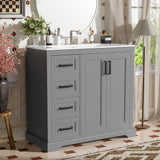 Bathroom Vanity With Sink, Soft Close Doors, Adjustable Shelf & 3 Drawers
