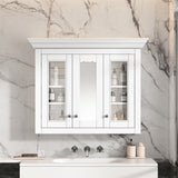 Bathroom Medicine Cabinet With Mirror, 5 Adjustable Closed Shelves, Wall-Mounted - White