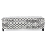 Quotient - Upholstered Storage Ottoman With Tapered Block Feet - Gray / White