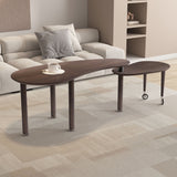 Rotatable Coffee Table With Solid Legs, 360 Degree Swivel, Waterproof - Walnut