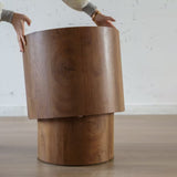 Round Nesting Coffee Table For Small Living Room (Set of 2) - Brown / Wood