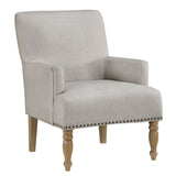 Alice - Upholstered Arm Chair With Nailheads - Beige