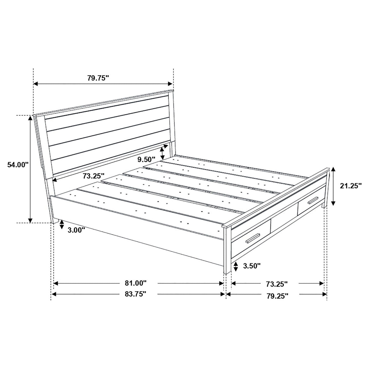 Greely - Eastern King Storage Bed - Brown