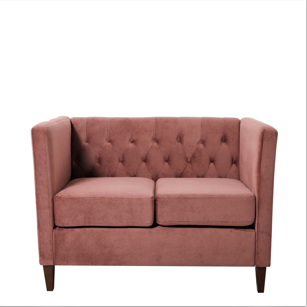 Button Tufted Loveseat, 2 Seater With Square Arm Couch For Living Room