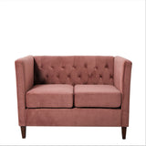 Button Tufted Loveseat, 2 Seater With Square Arm Couch For Living Room