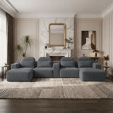 U-Shaped Sectional Sofa With Chaise Lounge And Cup Holders