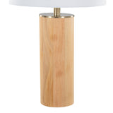 Cylinder - Ash Contemporary Table Lamp - Ash / Antique Brass / White