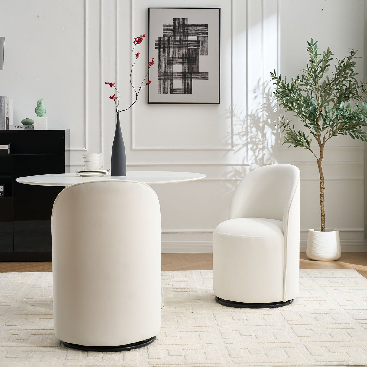 360 Degree Swivel Armless Dining Barrel Chair