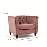 Button Tufted Accent Chair, Square Arms